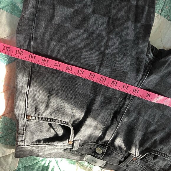 Mango Jeans Womens 8 Straight Leg Check Checkered Denim Black Gray - Picture 11 of 12
